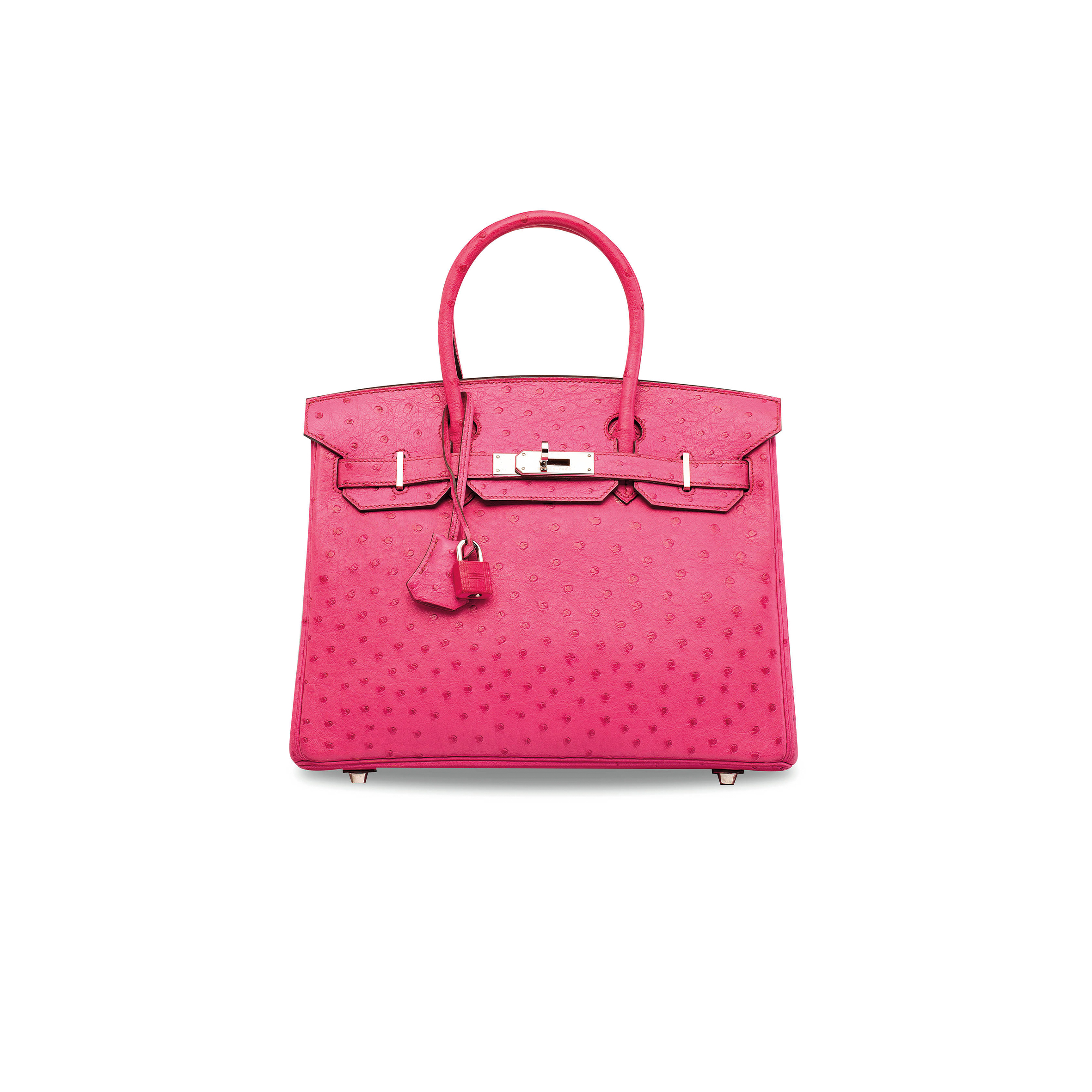 HERMÈS MASTER  BIRKIN 30 OSTRICH LEATHER SUGAR POWDER SILVER BUCKLE H041933CK87 (30*22*16cm)